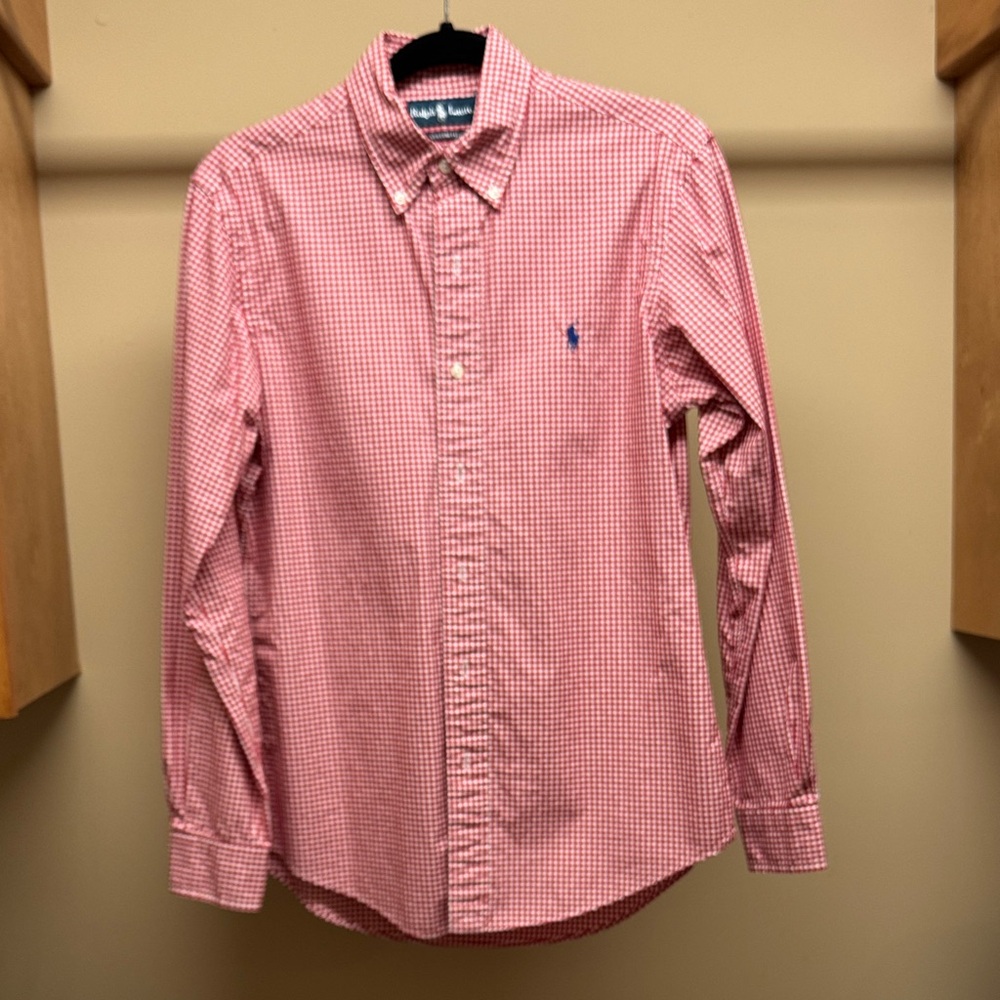 Ralph Lauren Red Small Gingham Button Down Shirt.